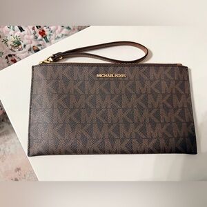 Michael Kors Dark Brown Monogram Wristlet